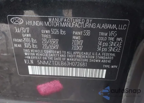 2018 Hyundai Santa Fe Sport 2.4L from USA, damaged, VIN 5NMZTDLB6JH072681